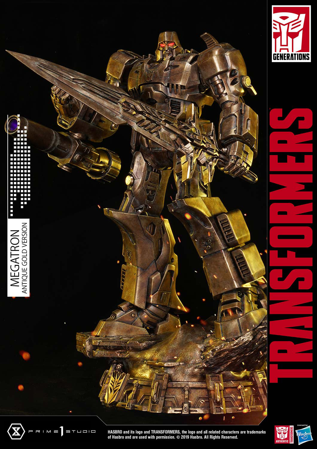 Prime 1 Studio PMTF-02AG Transformers G1 - Megatron (Antique Gold Version)