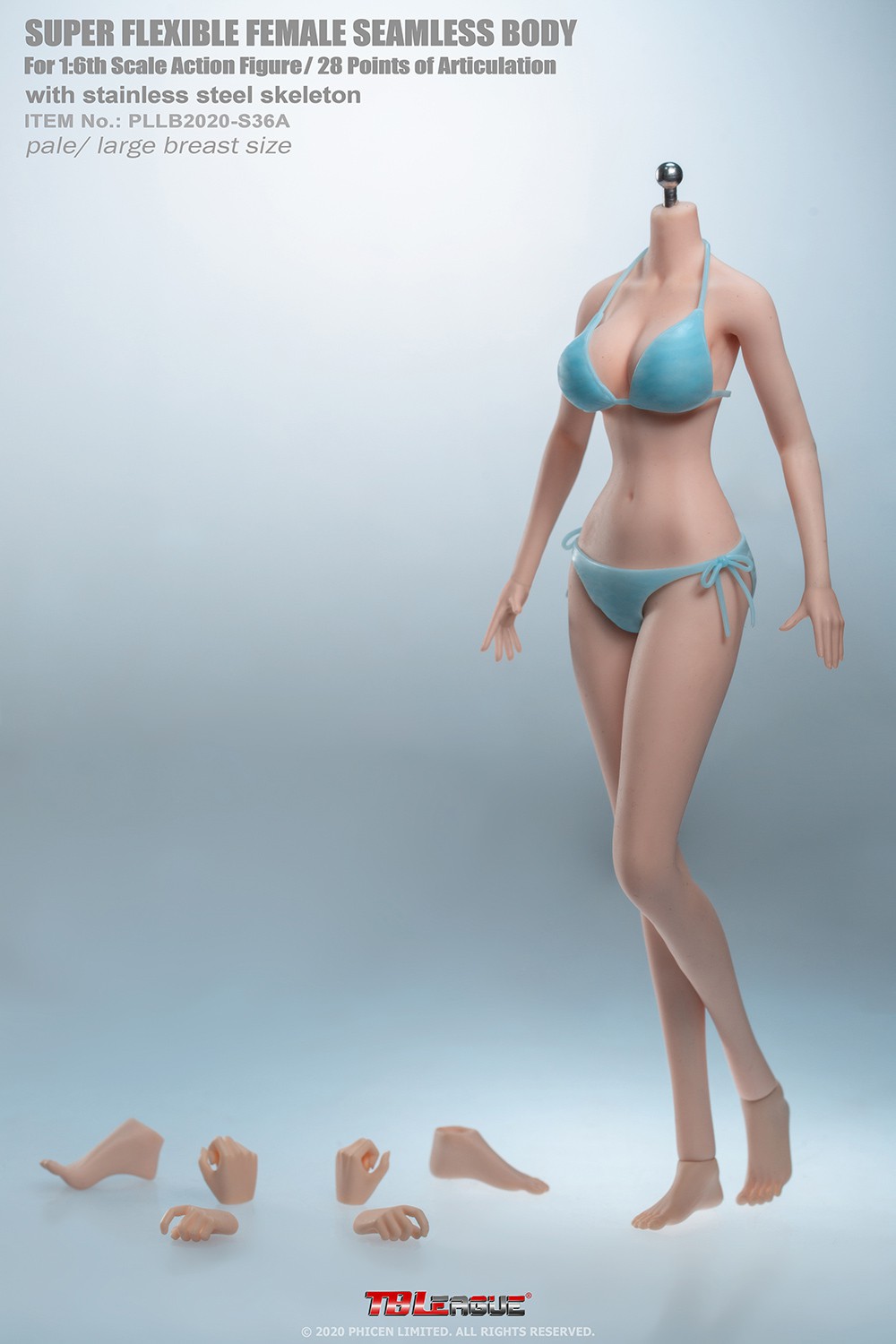 TBLeague PLLB2020-S36A 1/6 Super Flexible Female Seamless Body - Pale / Large Breast Size