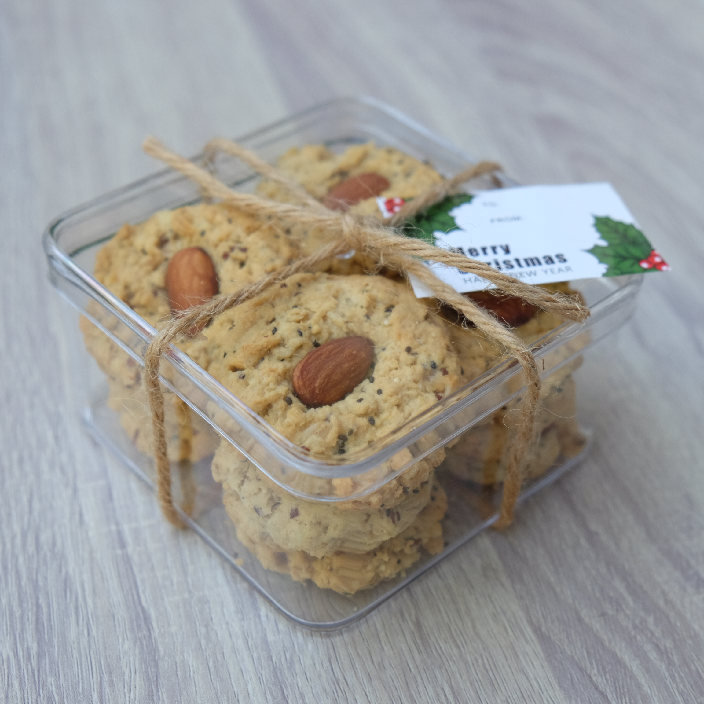 🍪 🌾🌰ALMOND OATMEAL COOKIES 🎅 🎄คุ้กกี้อัลมอนด์ข้าวโอ๊ต - CKH บรรจุกล่องใส #ของขวัญปีใหม่ #คุ้กกี้เพื่อสุขภาพ #แคลรอรี่ต่ำ