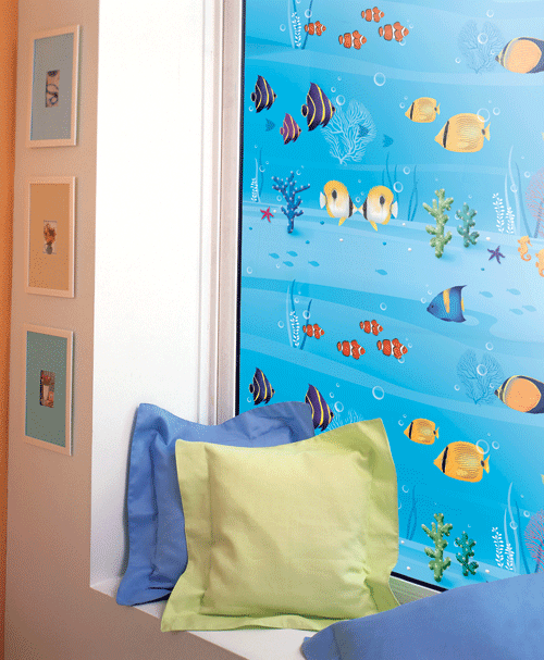 WS-08 Window Sheet สติ๊กเกอร์ฝ้าขุ่นติดกระจก ลาย ท้องทะเล หน้ากว้าง 100 cm