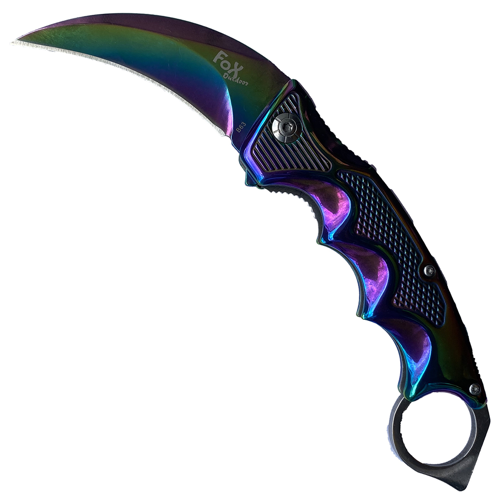มีดพับ มีดคารัมบิต FOX Outdoor Karambit Knife B63 (สีรุ้ง)