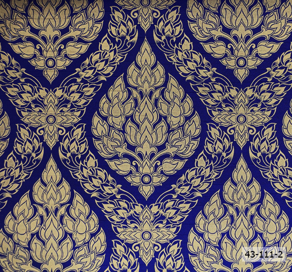 ลายไทยพุ่มข้าวบิณฑ์ แบบใหญ่ สีน้ำเงิน