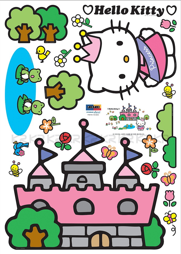 KS-58355 สติ๊กเกอร์เจ้าหญิงเฮลโล่คิตตี้ในปราสาท Hello Kitty in Castle ขนาดแผ่น 50x70 cm