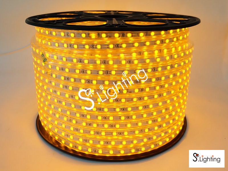 ไฟสายยางแบน SMD LED 5050 2ไส้ 100ม. แสงเหลือง