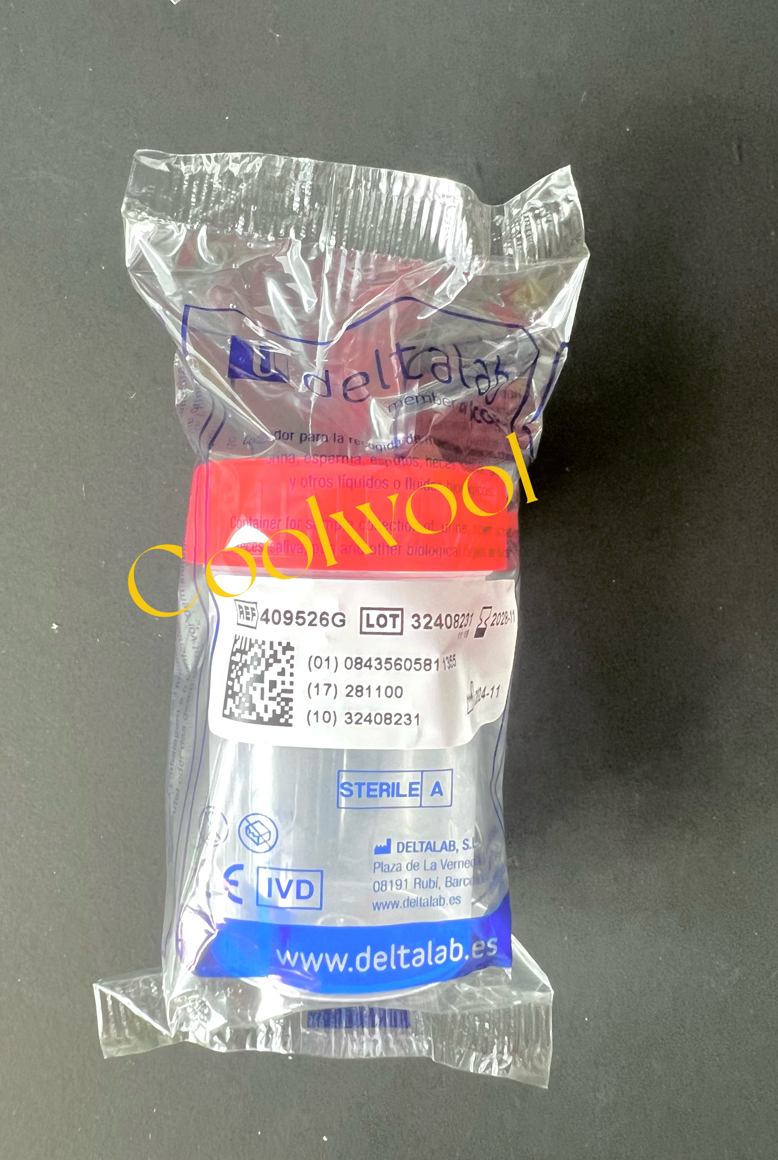 Deltalab" 60 ml Container PP Red Cap sterile-กระปุกเก็บตัวอย่าง 60 ml(750ชิ้น/ลัง)