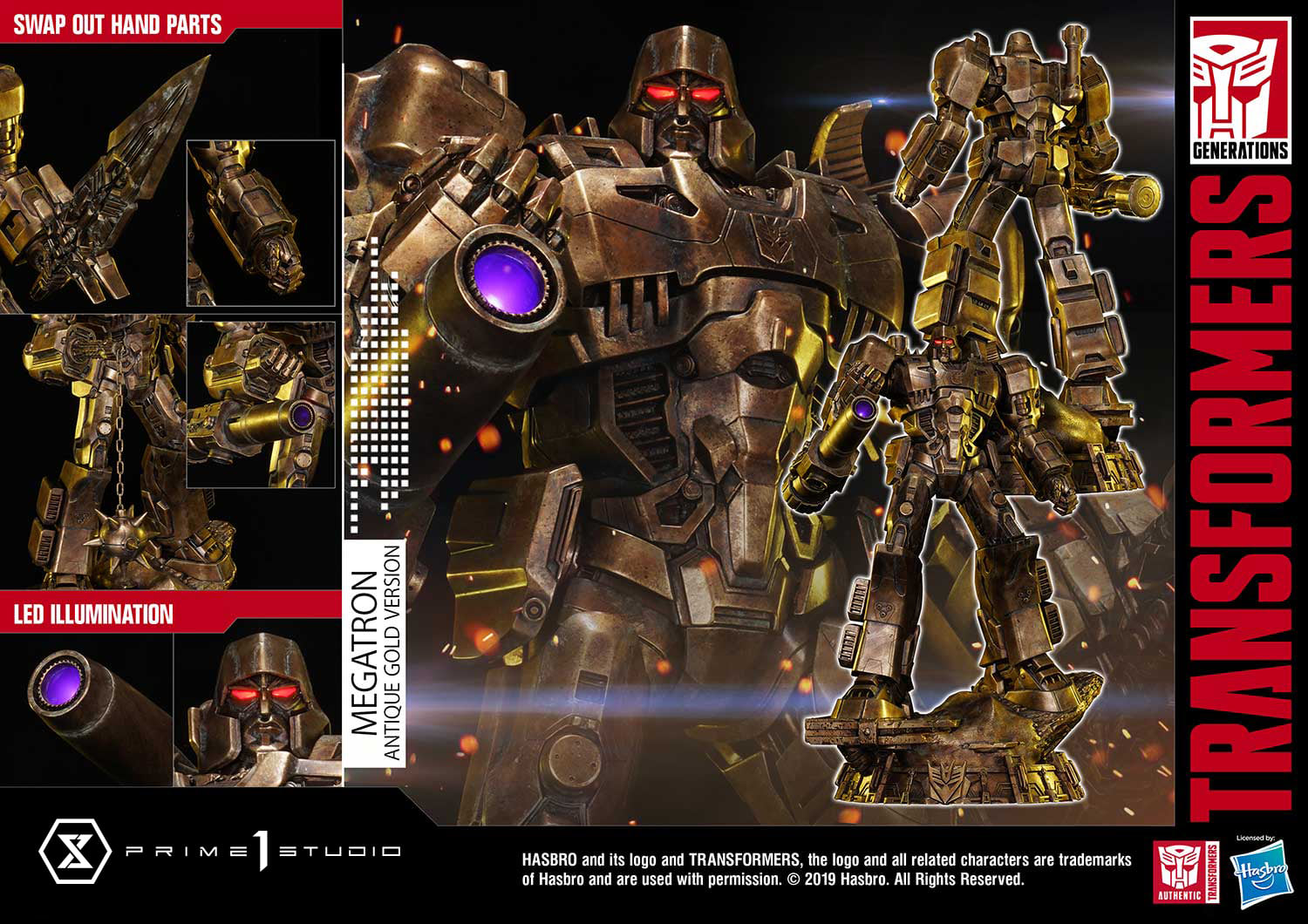 Prime 1 Studio PMTF-02AG Transformers G1 - Megatron (Antique Gold Version)