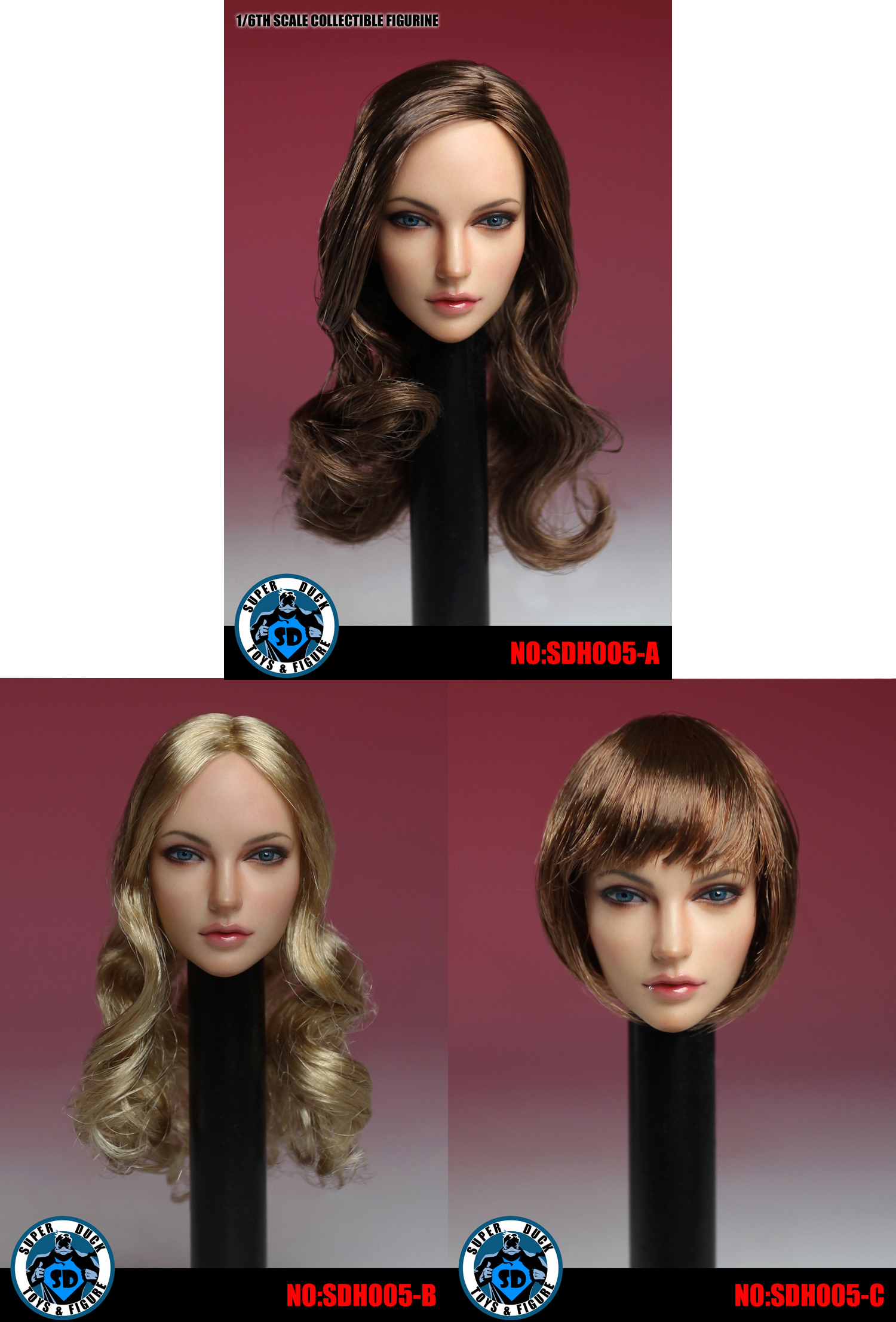 SUPER DUCK SDH005-A, SDH005-B, SDH005-C American women head