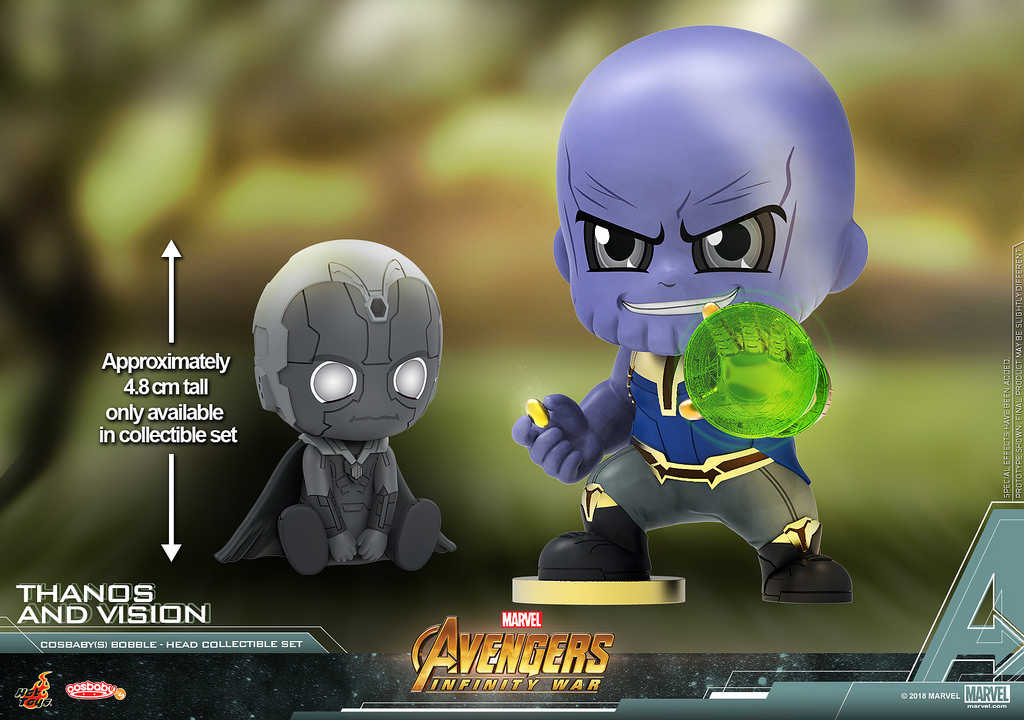 HOT TOYS COSB503 AVENGERS INFINITY WAR THANOS & VISION COSBABY (S) BOBBLE-HEAD COLLECTIBLE SET DE 2
