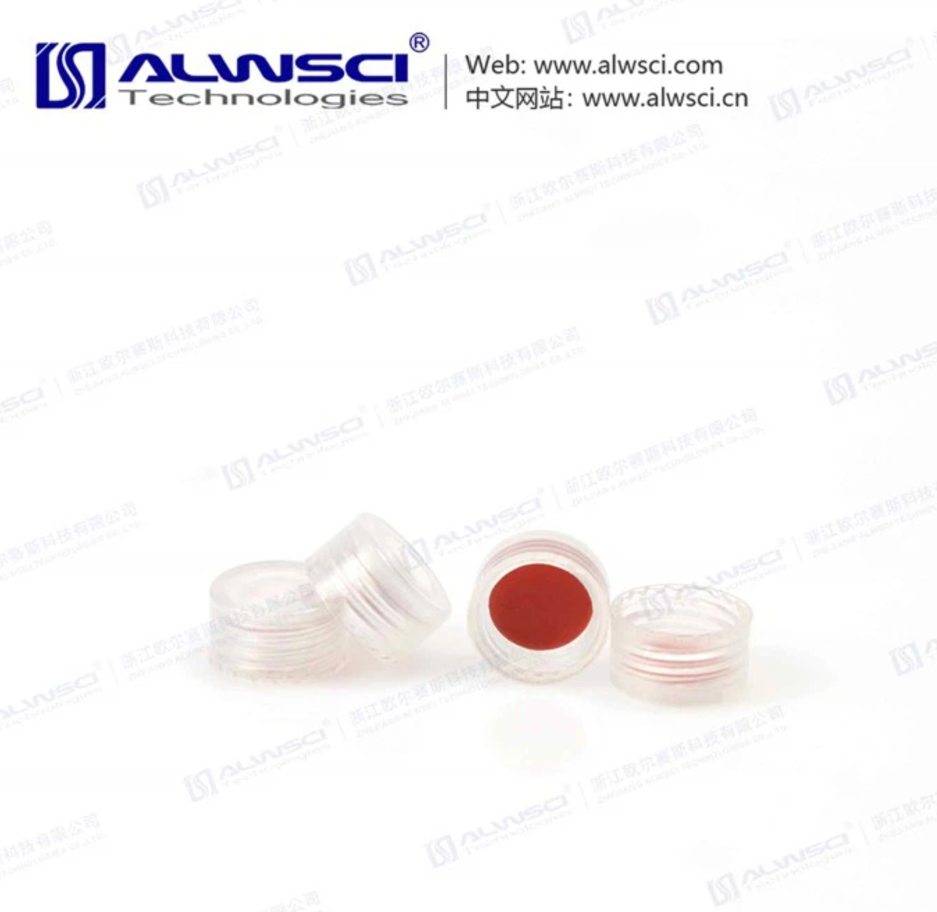 9-425 Open Top Screw Cap with 9mm Red PTFE/White Silicone Septa (100ชิ้น/แพ็ค)