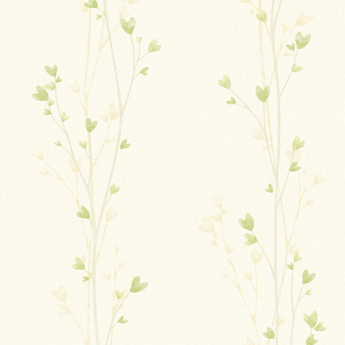 HWP-21470 Wallpaper Vinyl วอลล์เปเปอร์แบบมีกาวในตัว ลายช่อดอกไม้เลื้อยหัวใจสีเขียว หน้ากว้าง 100 cm