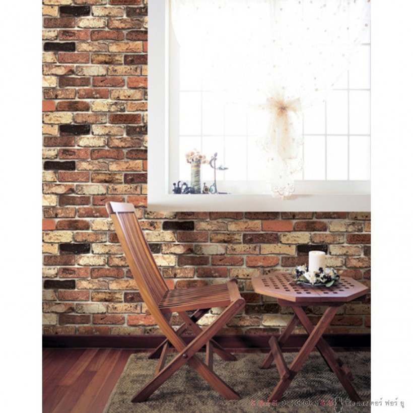 DBS-16 Wallpaper Sticker วอลล์เปเปอร์ไวนิล แบบมีกาวในตัวลายอิฐเก่า หน้ากว้าง 60 cm