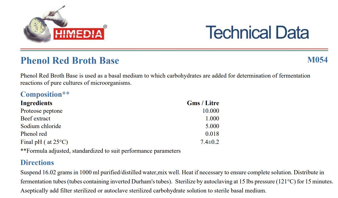 Himedia™PHENOL RED BROTH BASE, 500 G
