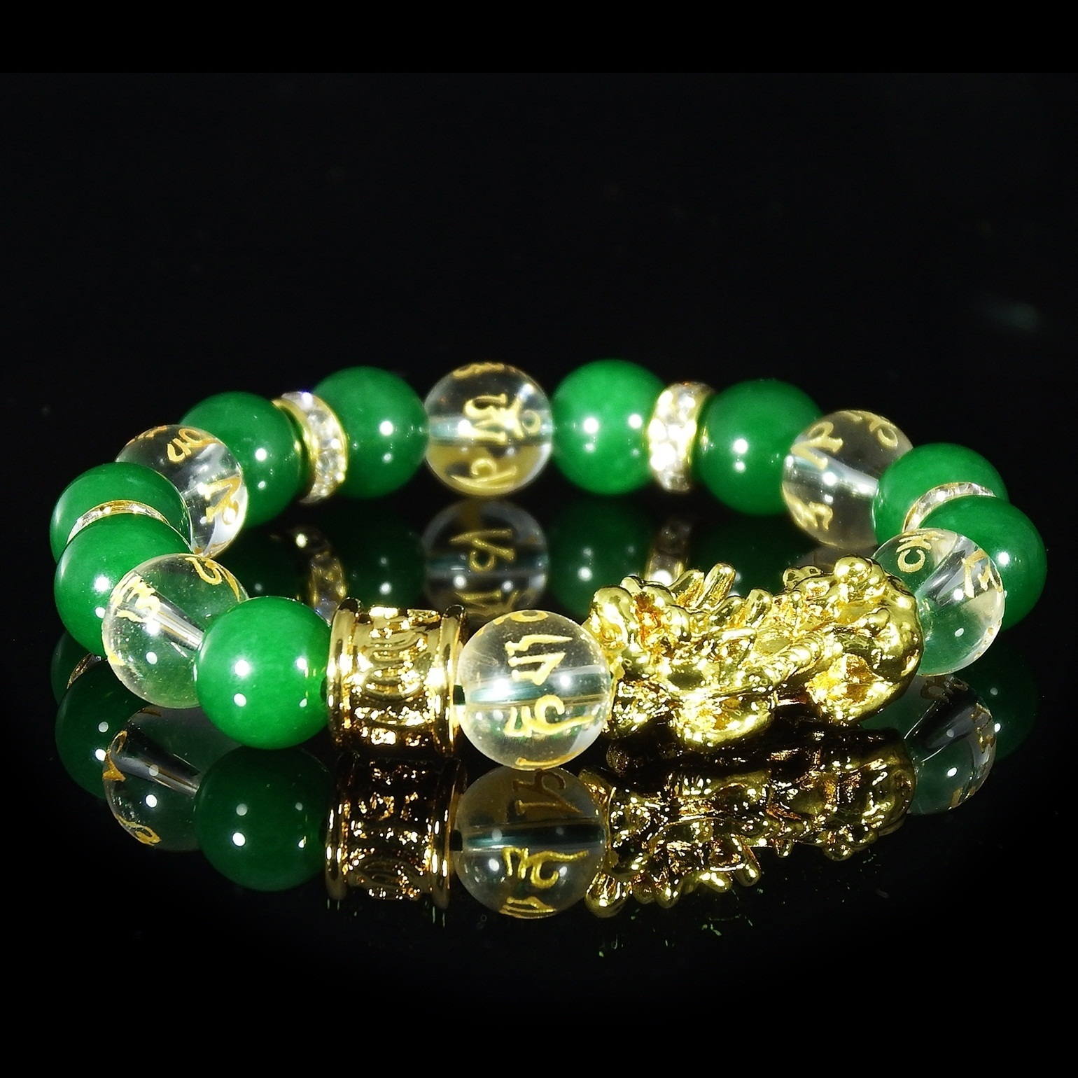 สร้อยข้อมือ ปี่เซี๊ยะ หยกจักรพรรดิ 10 มิล. สวมใส่เพื่อเสริมมงคล โชคลาภ ค้าขายดี