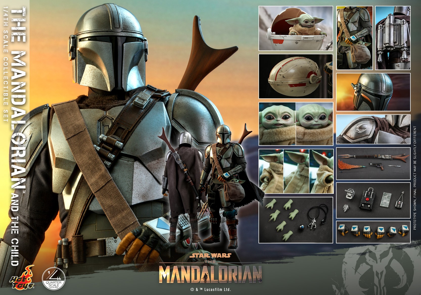 Hot Toys QS016 1/4 Star Wars™ The Mandalorian™ - The Mandalorian & The Child