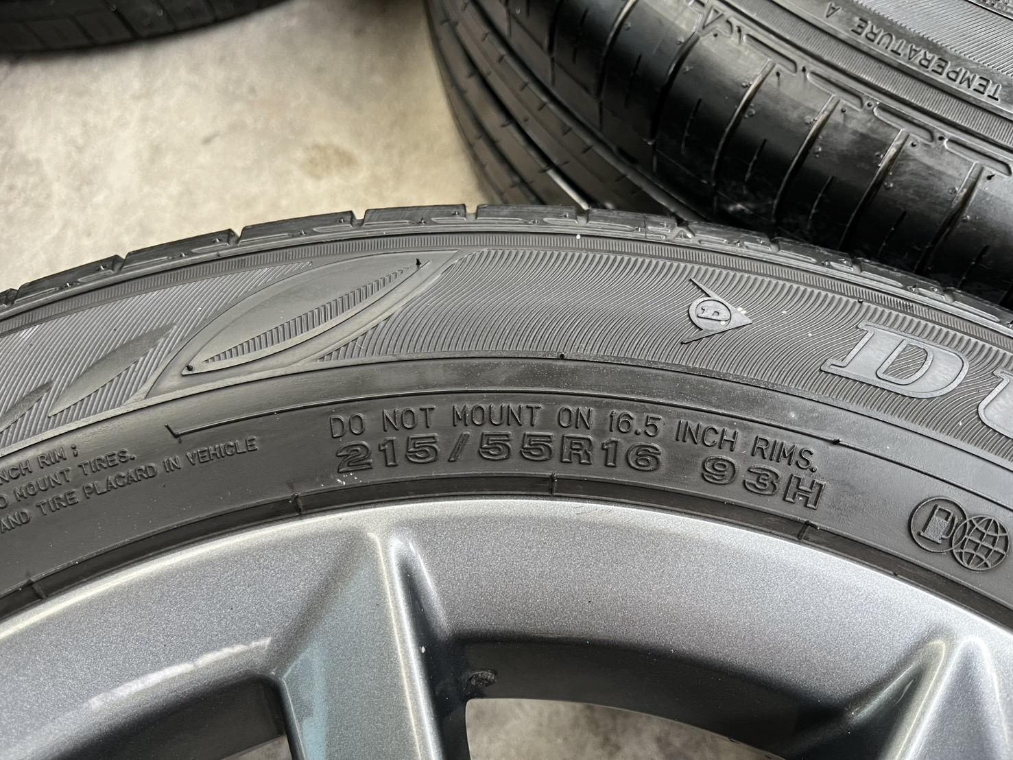 ✨ล้อแม็ก✨Honda Civic FC ขอบ 16 สีเทากัน พร้อมยาง 215-55-16 Dunlop ปี 21