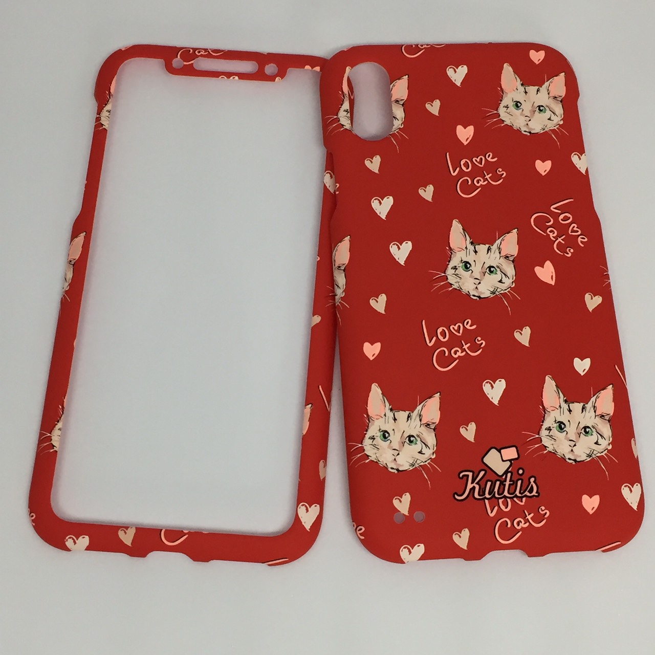 เคสคูทิส (Kutis) ไอโฟนX,XS(ลายแมวหน้าเล็กสีแดง)