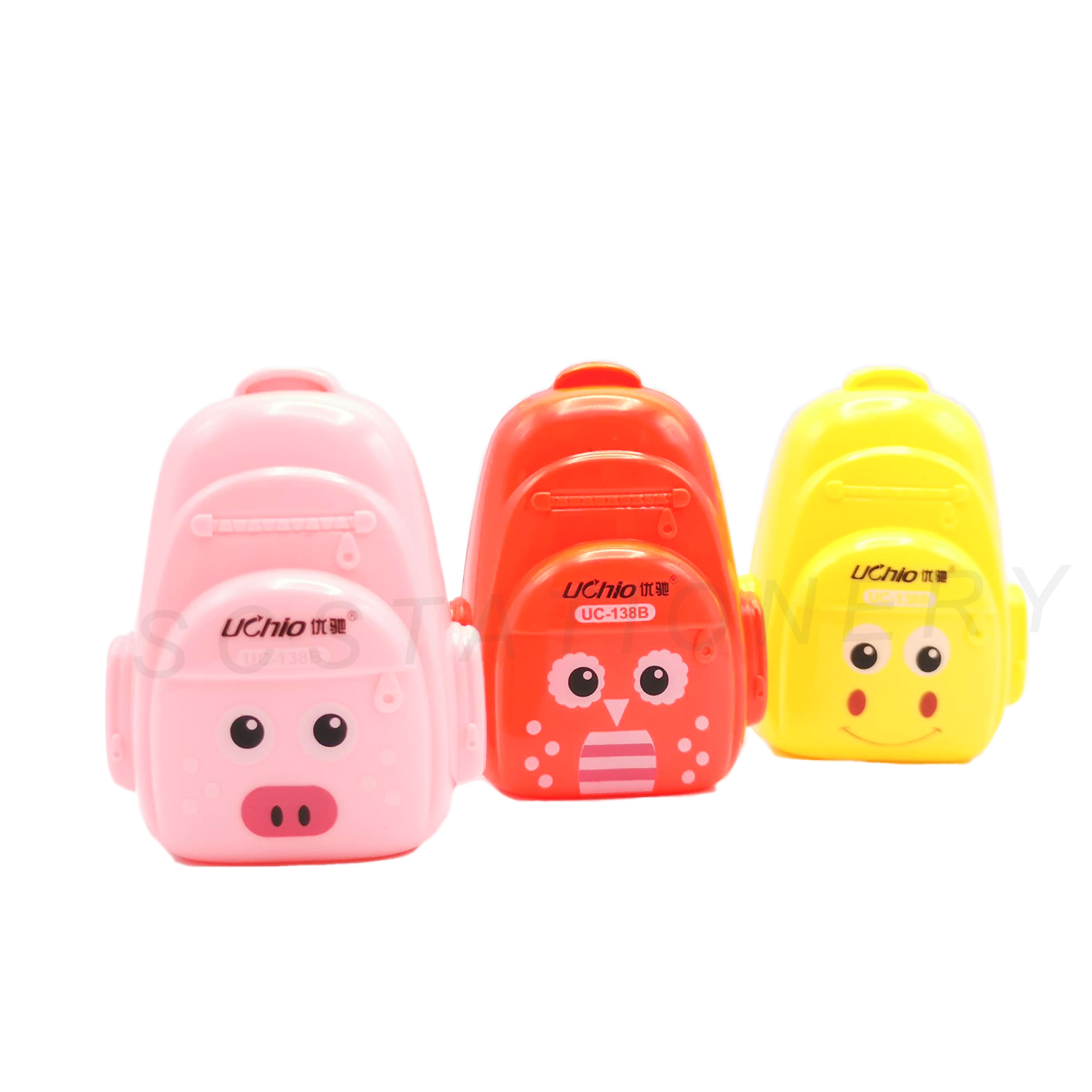 กบเหลาดินสอ 2รู กระเป๋า NO.UC-138B แพ็ค 48ชิ้น คละสี