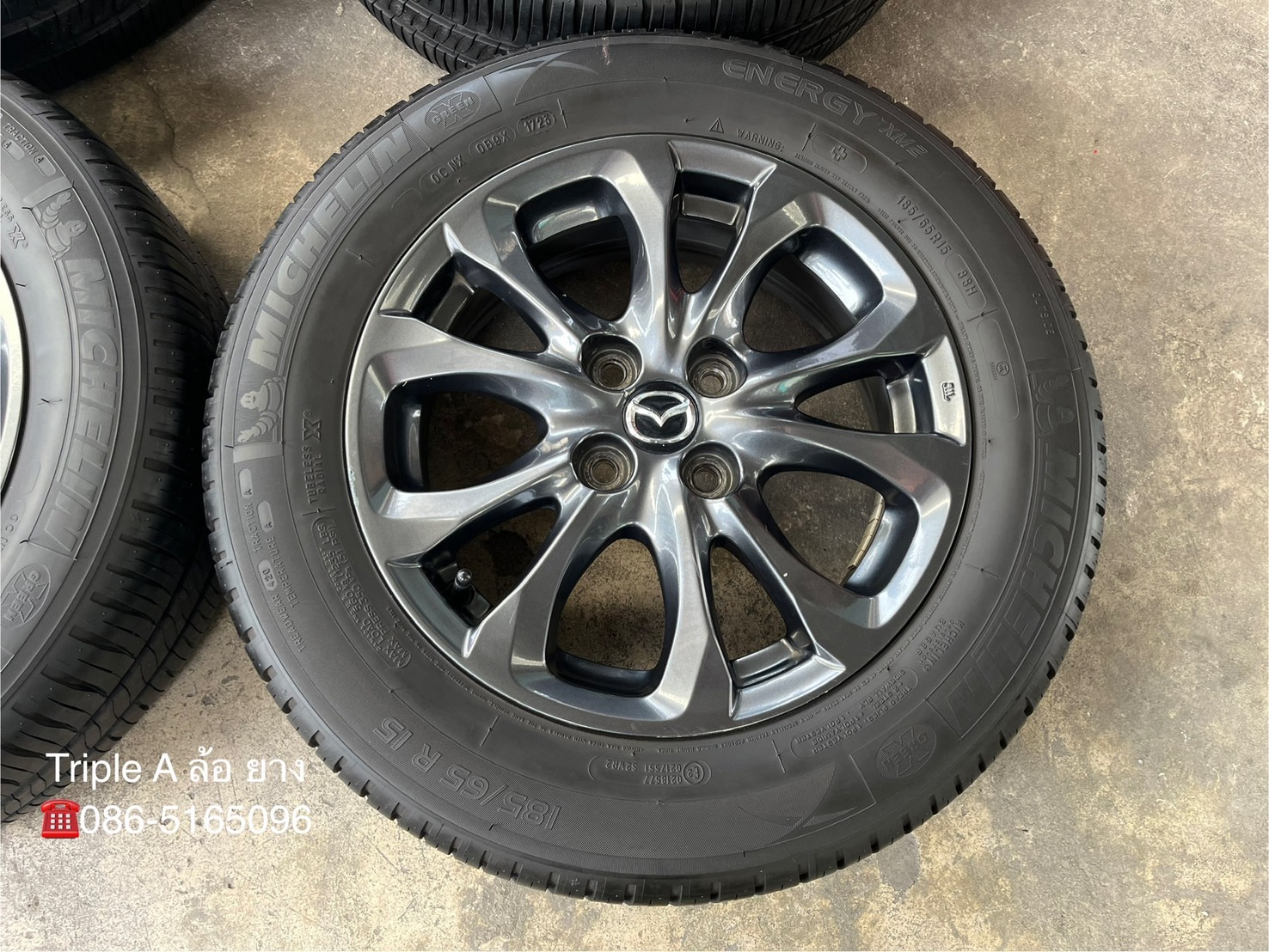 ✨ล้อแม็ก✨Mazda 2 Skyactiv ขอบ 15 สีเทาดำ พร้อมยาง 185-65-15 Michelin🌟ปี 23🌟