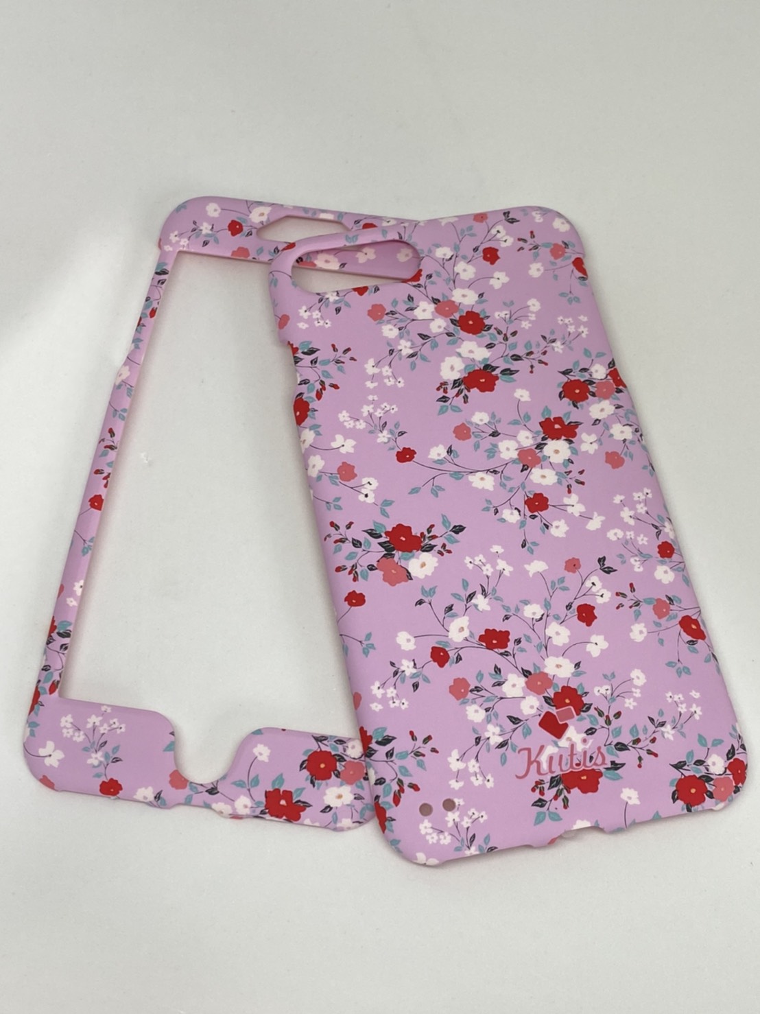 เคสคูทิส(Kutis)เคสไอโฟน7พลัส,8พลัส(ลายดอกไม้สีม่วงอ่อน)มาใหม่ เคสประกบหน้า-หลัง เคสเรืองแสง เคสลายวินเทจ ร้านSuperhero Klongthom