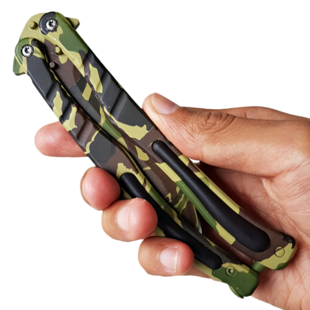Balisong มีดบาลีซอง มีดควง มีดพับ มีดบัตเตอร์ฟลาย CS GO Counter-Strike (ลายพรางทหาร) พร้อมซองไนล่อนสำหรับเก็บมีด