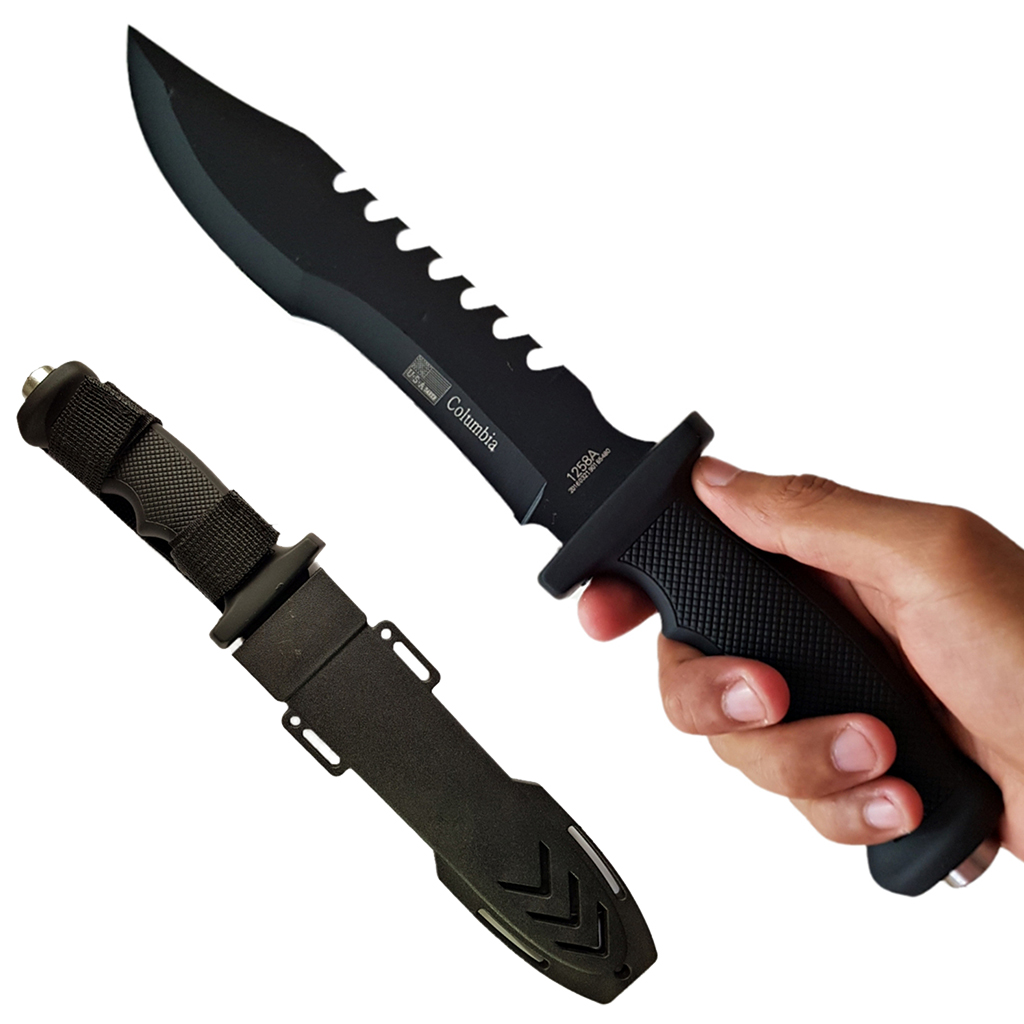 มีดพก มีดใบตาย Columbia 1258A ขนาดยาว 12.6 นิ้ว (32 ซม.) พร้อมปลอกมีดพลาสติก ABS สำหรับเก็บมีด