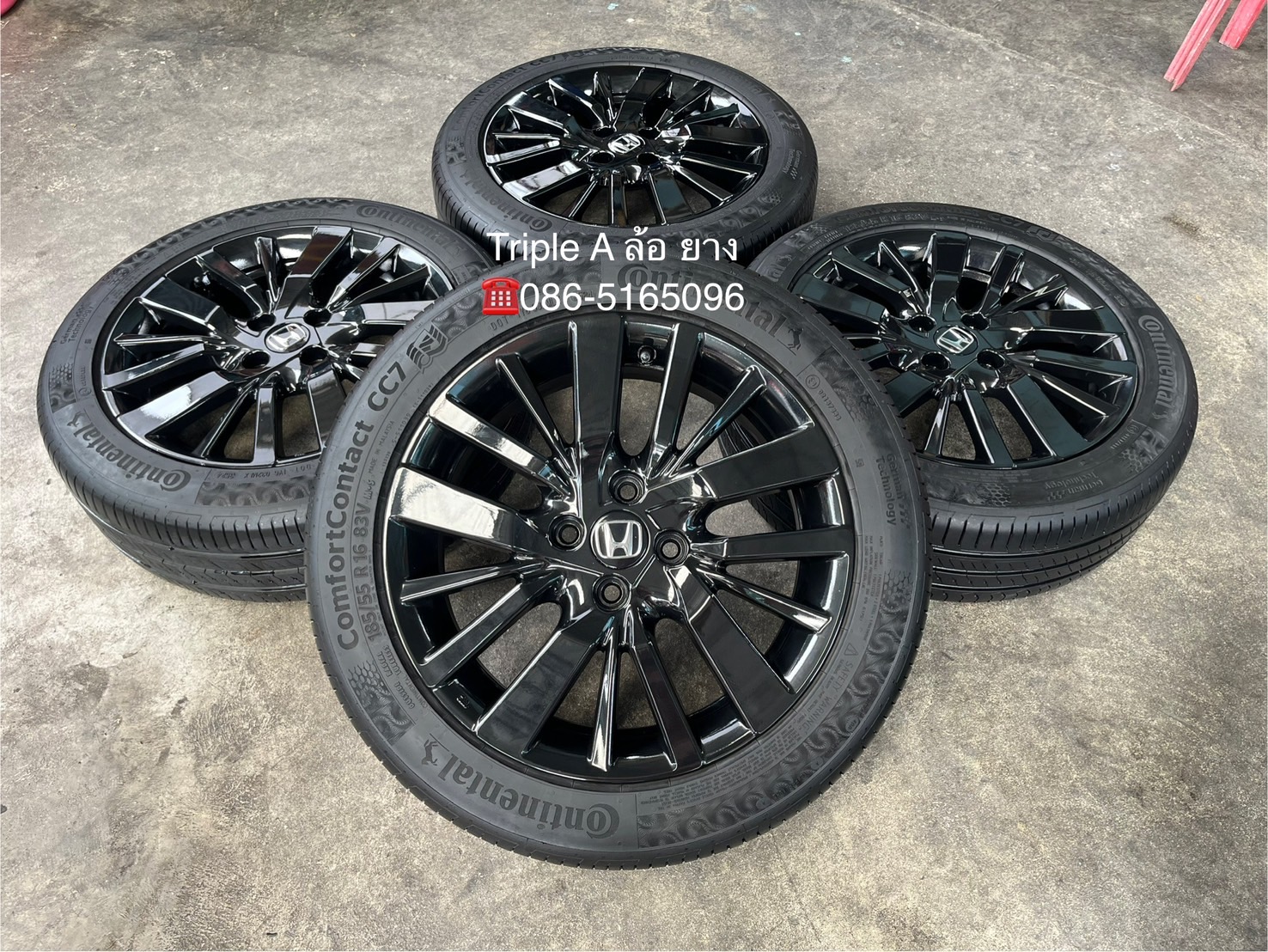 ✨ล้อแม็ก✨Honda City Hatchback ขอบ 16 สีดำ พร้อมยาง 185-55-16 Continental♨️ปี 24♨️
