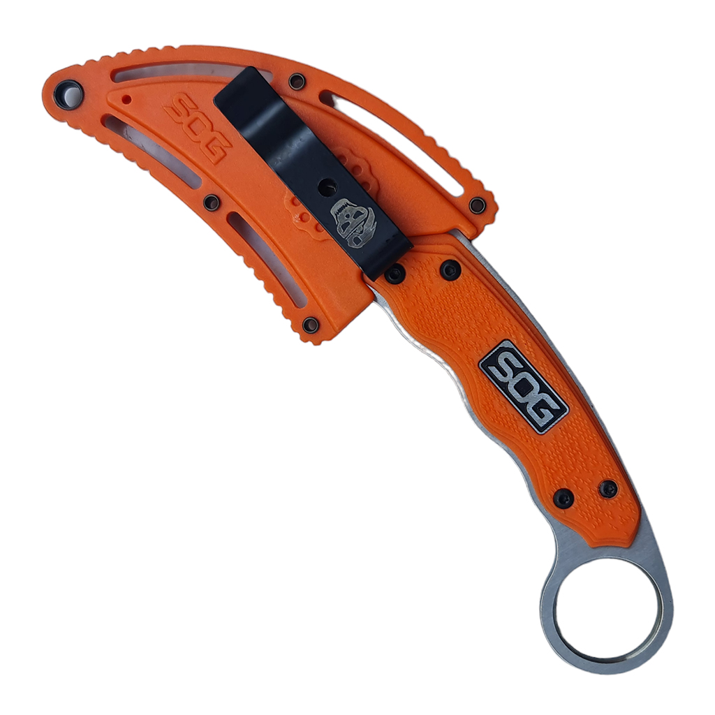 มีดใบตาย มีดคารัมบิท SOG - Gambit ขนาด 7.3 นิ้ว (18.5 ซม.) สีส้มพร้อมปลอกมีด ABS เหน็บเข็มขัดสำหรับเก็บมีด