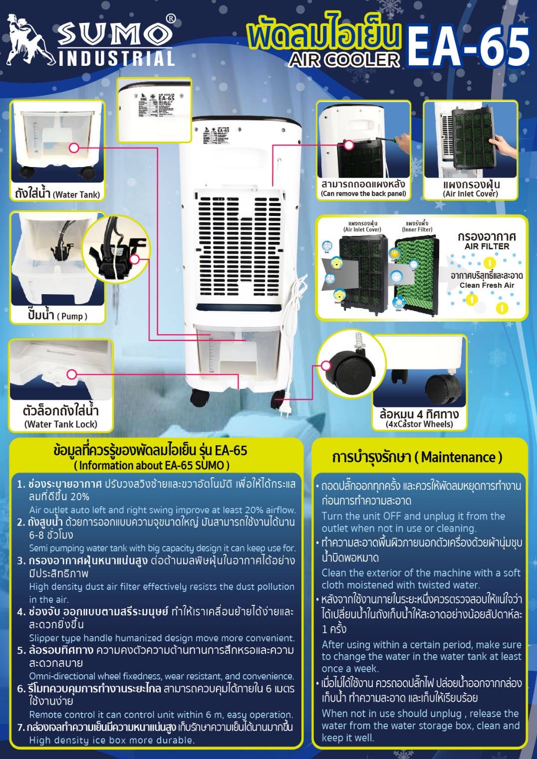 พัดลมไอเย็น 7ลิตร EA-65 SUMO