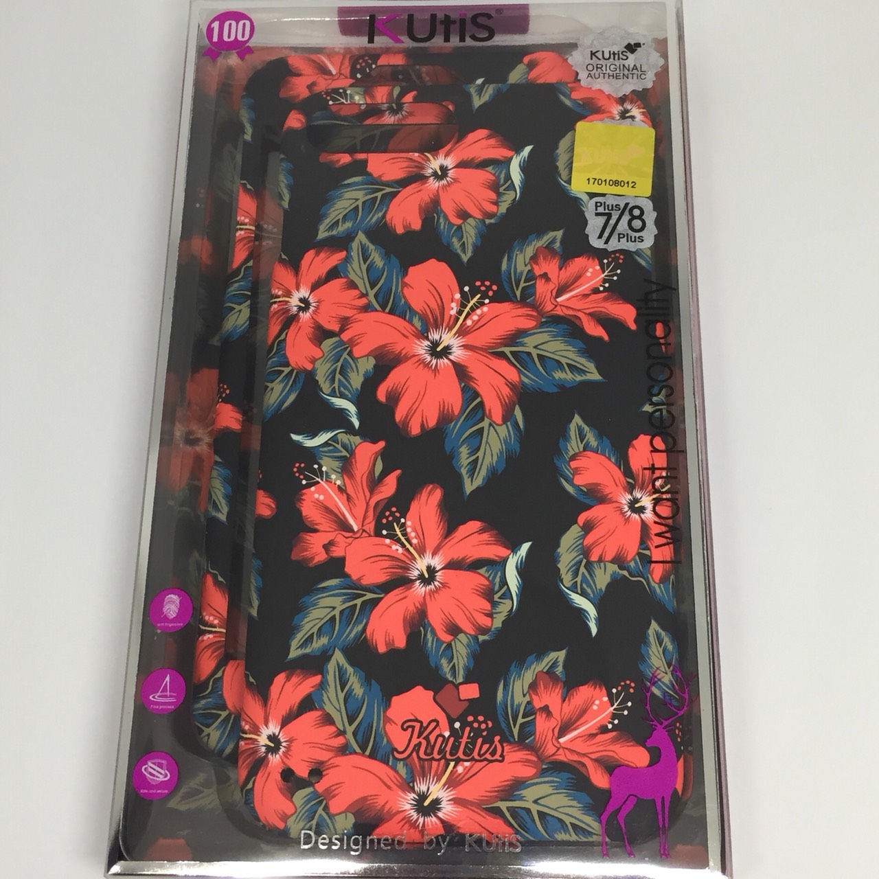 เคสคูทิส(Kutis)ไอโฟน7พลัส,8พลัส(ลายดอกชบาสีแดง)มาใหม่