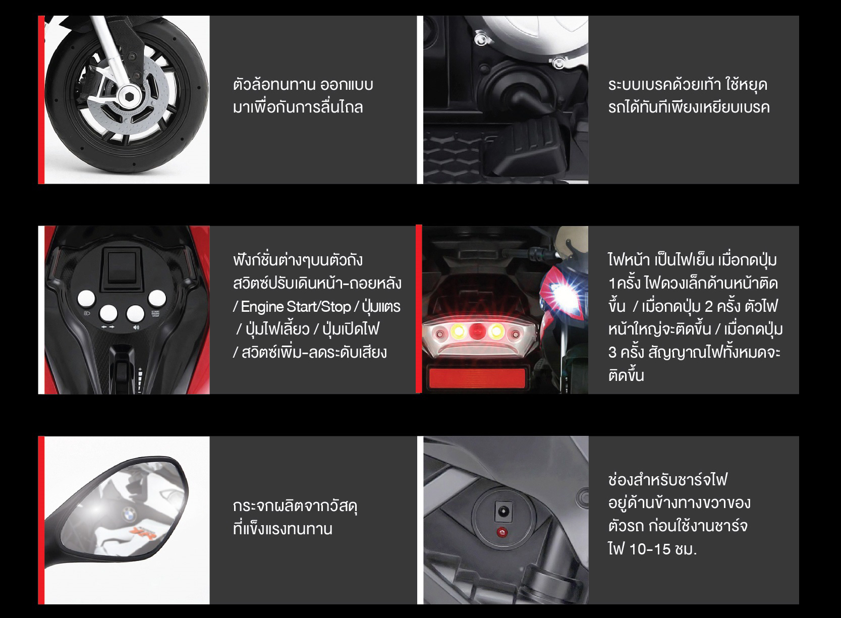 # BMW (บีเอ็มดับเบิลยู) มอเตอร์ไซค์ไฟฟ้า Motercycle รุ่น S1000XR รองรับน้ำหนักไม่เกิน 30 กก.