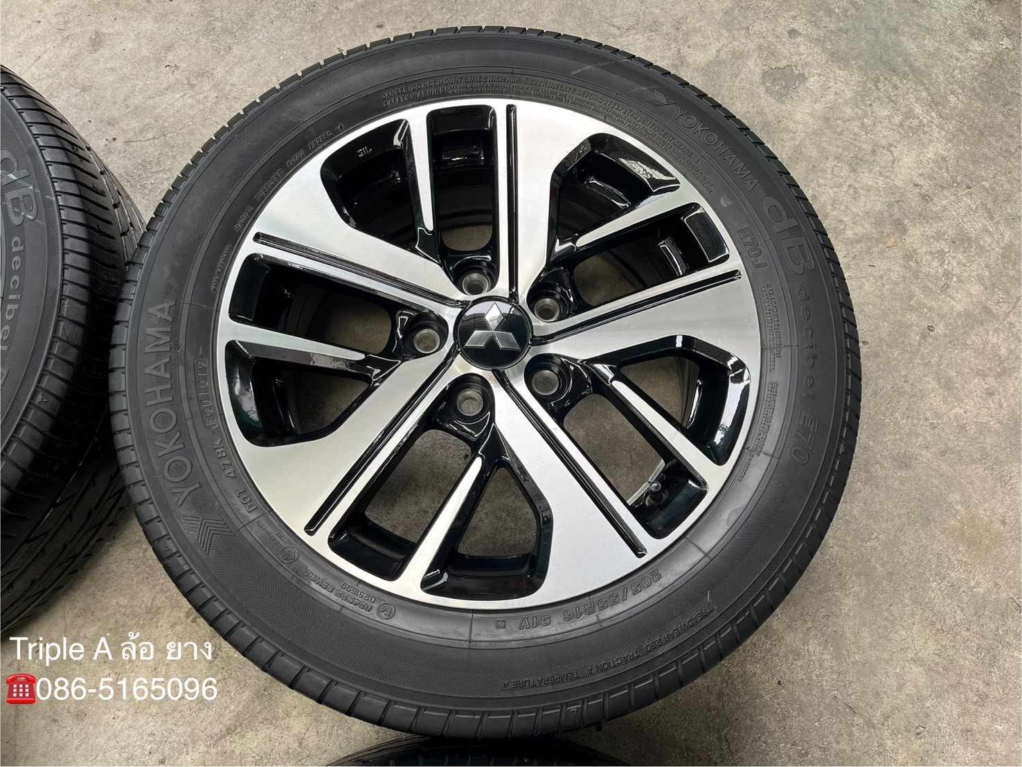 ✨ล้อแม็ก 5รู114✨Mitsu Xpander ขอบ 16 ดำหน้าเงา แถมยาง 205-55-16 Yokohama