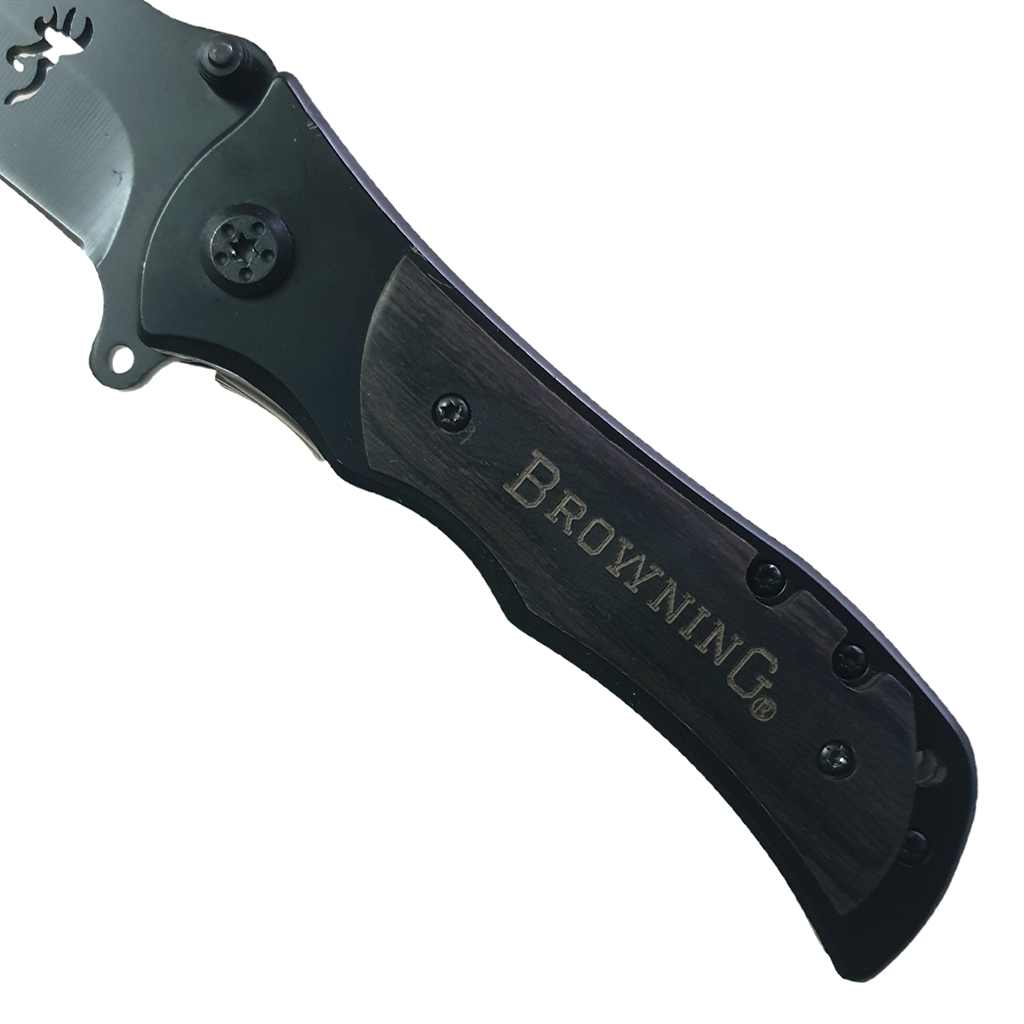 มีดพับ BROWNING ขนาด 7.9 นิ้ว (20 ซม.) ด้ามอลูมิเนียมเข้าประกับไม้สีดำ