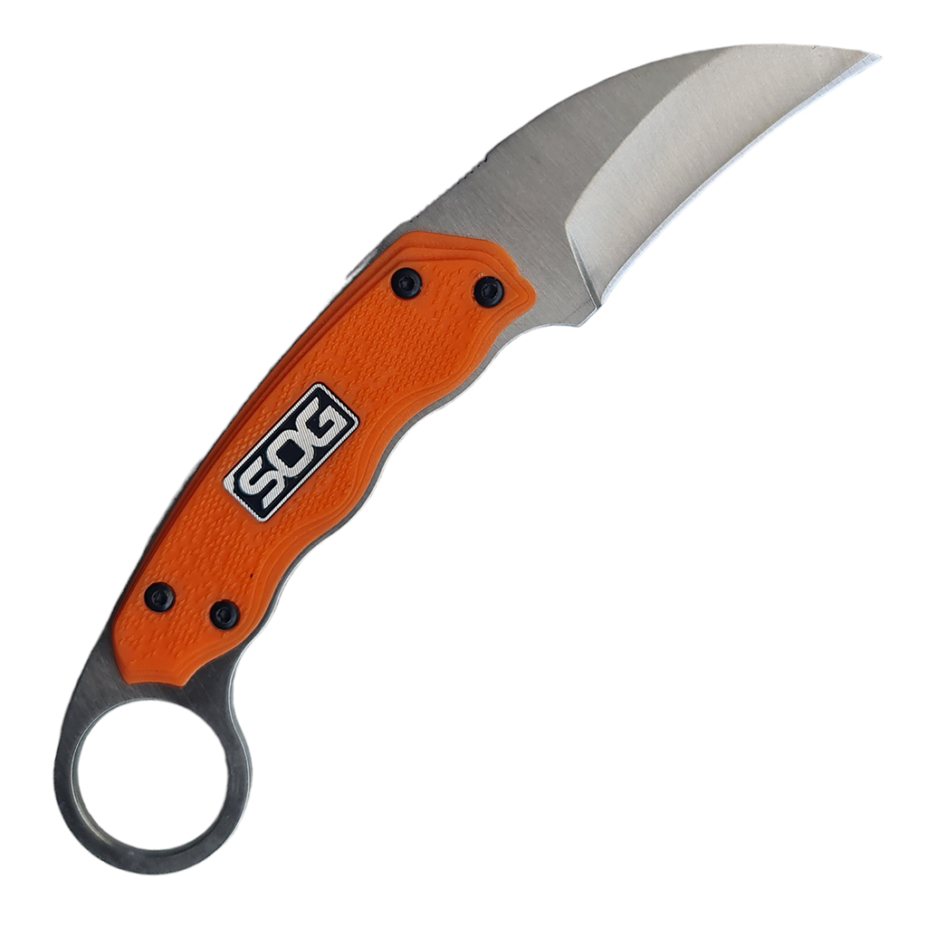 มีดใบตาย มีดคารัมบิท SOG - Gambit ขนาด 7.3 นิ้ว (18.5 ซม.) สีส้มพร้อมปลอกมีด ABS เหน็บเข็มขัดสำหรับเก็บมีด