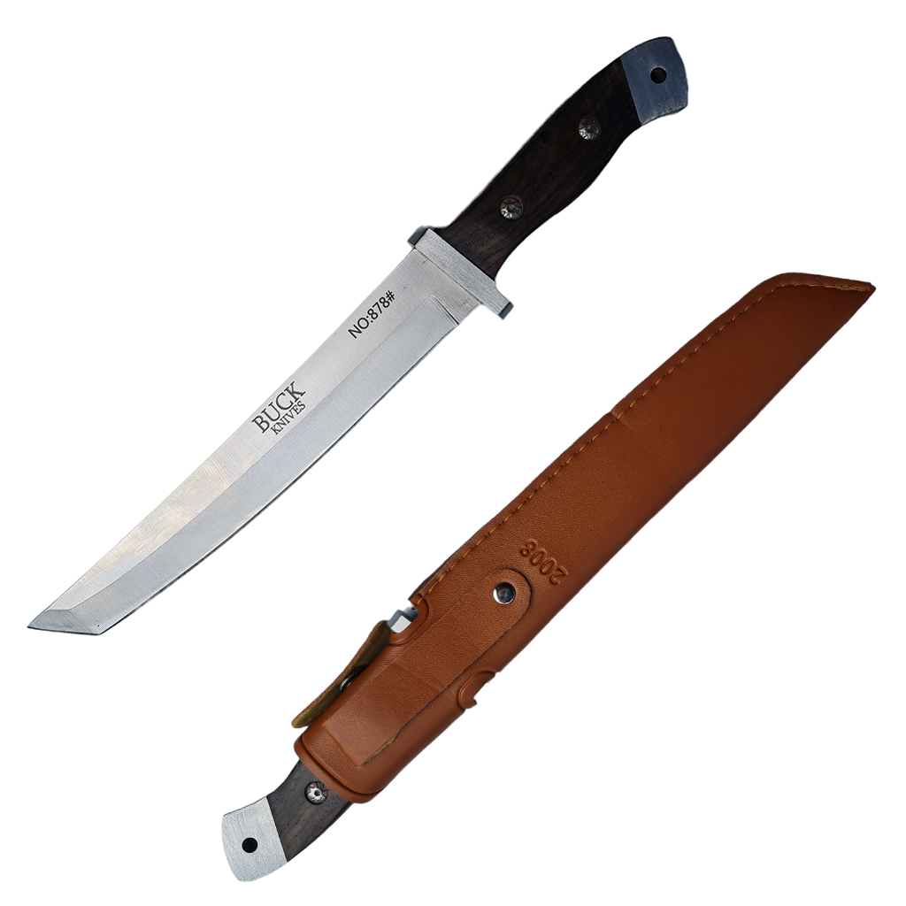 มีดเดินป่า มีดใบตาย BUCK Knives No.878 Tanto Blade ขนาด 11.8 นิ้ว (30 ซม.) พร้อมซองมีดร้อยเข็มขัดสำหรับเก็บมีด