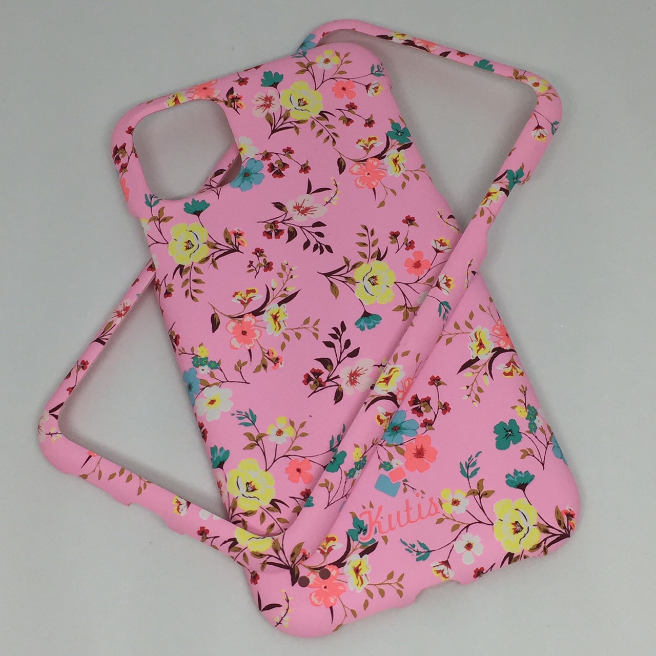 เคสคูทิส (Kutis) ไอโฟน11 (ลายดอกไม้ พื้นหลังสีชมพู)มาใหม่ เคสประกบหน้า-หลัง