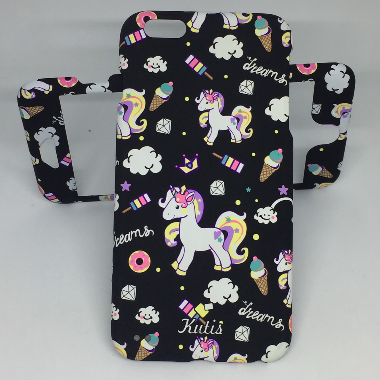 เคสคูทิส(Kutis)เคสไอโฟน6พลัส,6Sพลัส(ลายยูนิคอร์นใหญ่สีดำ)มาใหม่ เคสประกบหน้า-หลัง เคสเรืองแสง เคสลายวินเทจ ร้านSuperhero Klongthom
