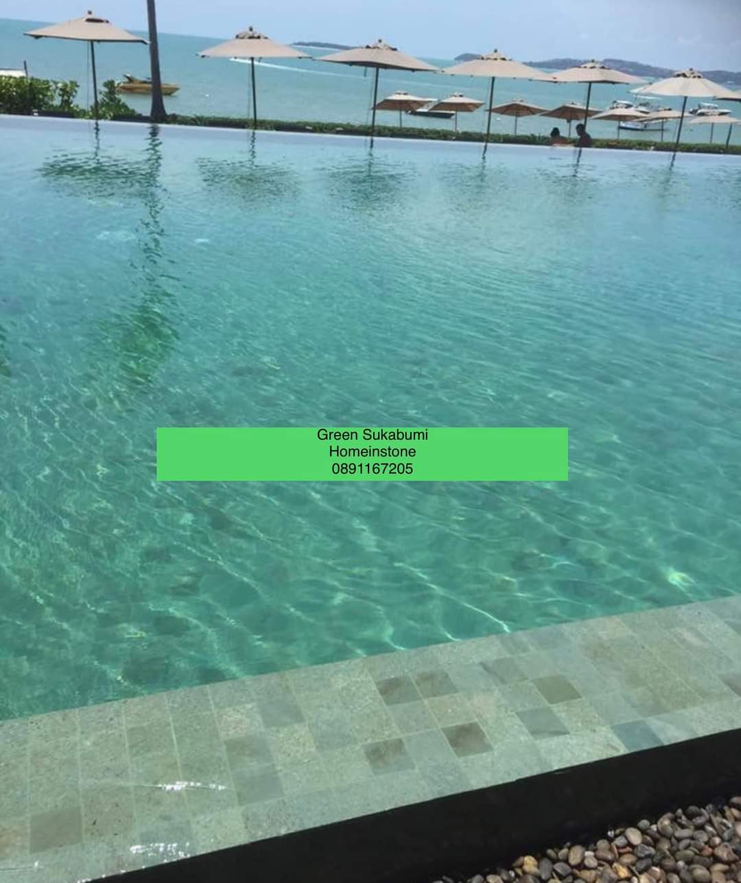 หินปูสระว่ายน้ำ Green Sukabumi Stone for pool
