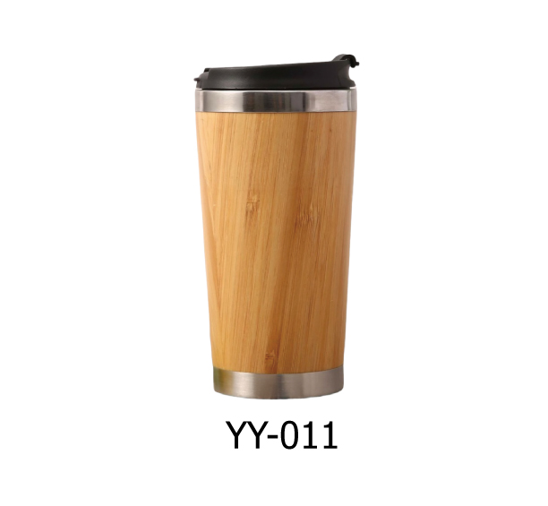 แก้วสแตนเลส หุ้มไม้ไผ่ 450ml.