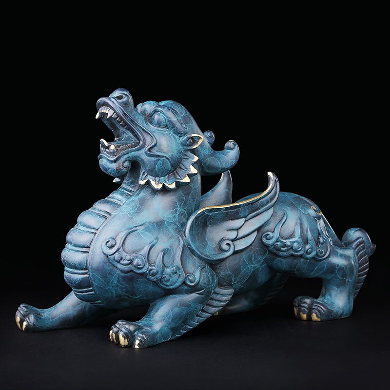 ปี่เซี๊ยะเก็บทรัพย์ Lucky Pixiu ทองเหลืองลงสีคุณภาพสูง