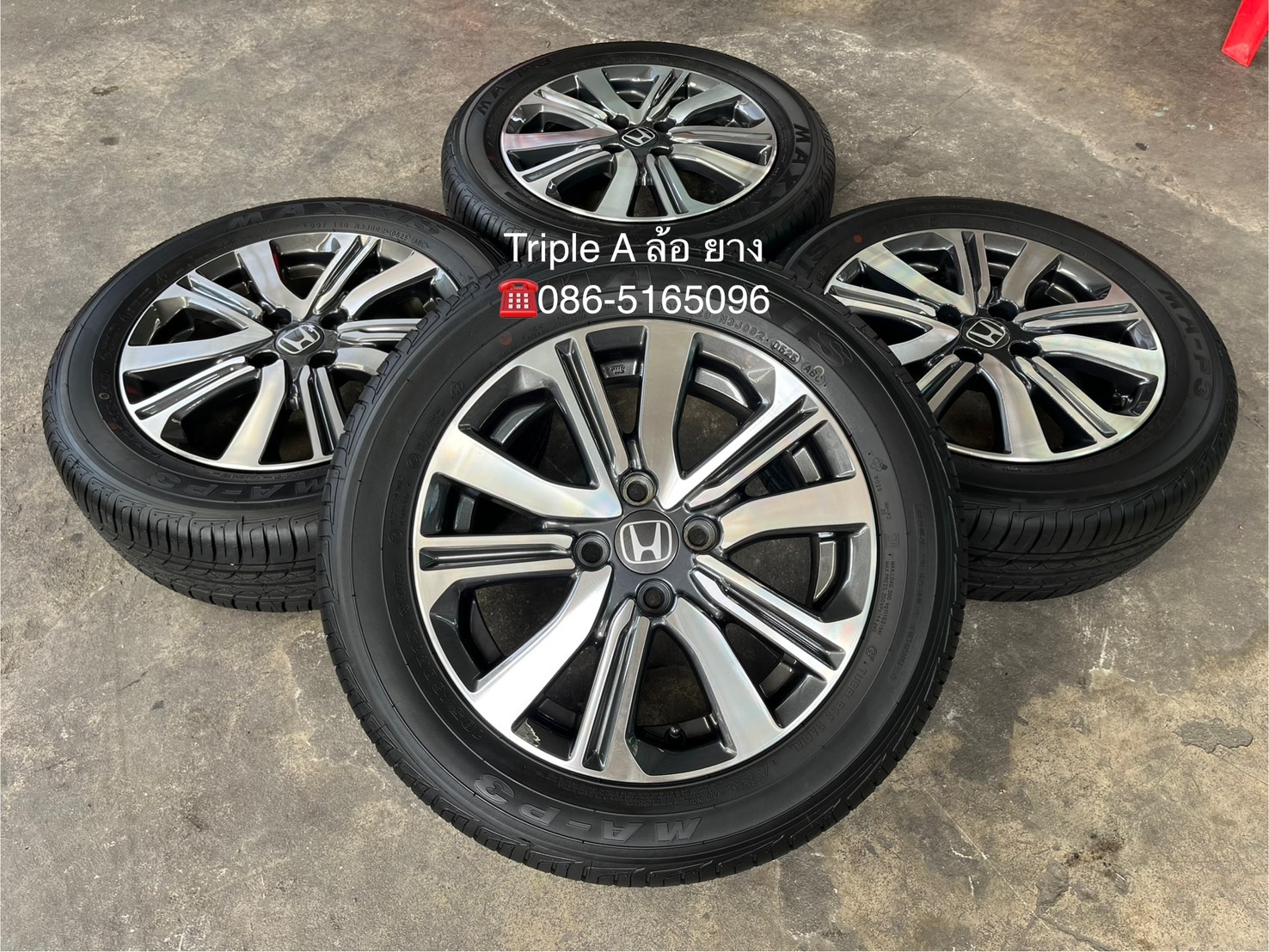 ✨ล้อแม็ก✨Honda City ตัวท็อป ขอบ 15 เทาหน้าเงา พร้อมยางใหม่ป้ายแดง 185-60-15 Maxxis💥ปี 25💥