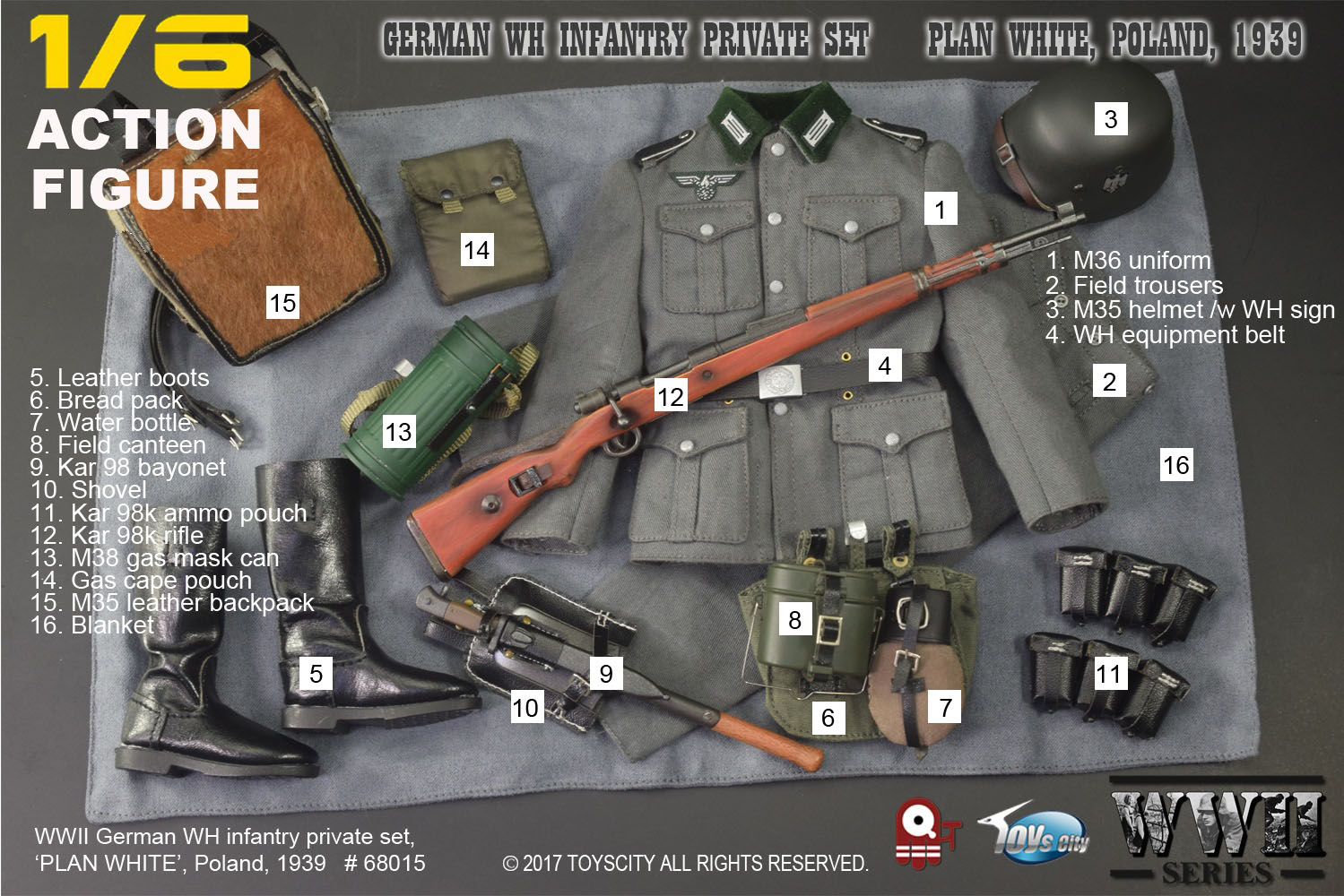 Toyscity 68015 WWII German WH Infantry Private Set PLAN WHITE, Poland, 1939