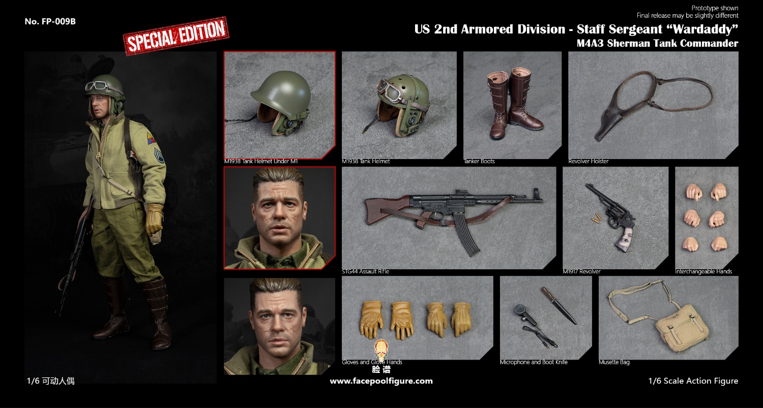 Facepoolfigure FP-009B 1/6 US 2nd Armored Division - Staff Sergeant "Wardaddy" (Special Edition)