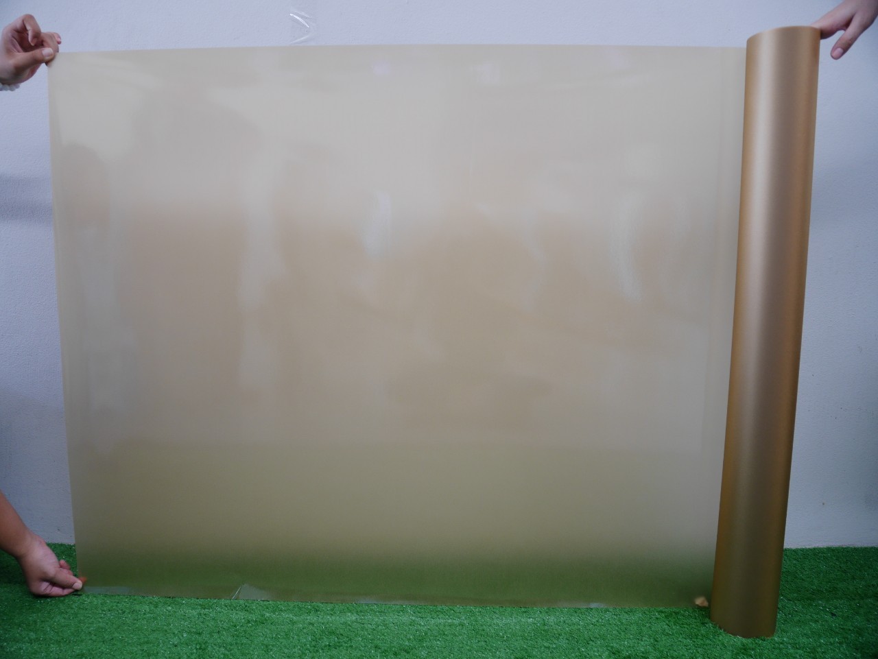 lala flim ฟิล์มติดกระจก สูญญากาศ แบบฝ้าสีทอง H058D สีทองฝ้า 90CM*1M