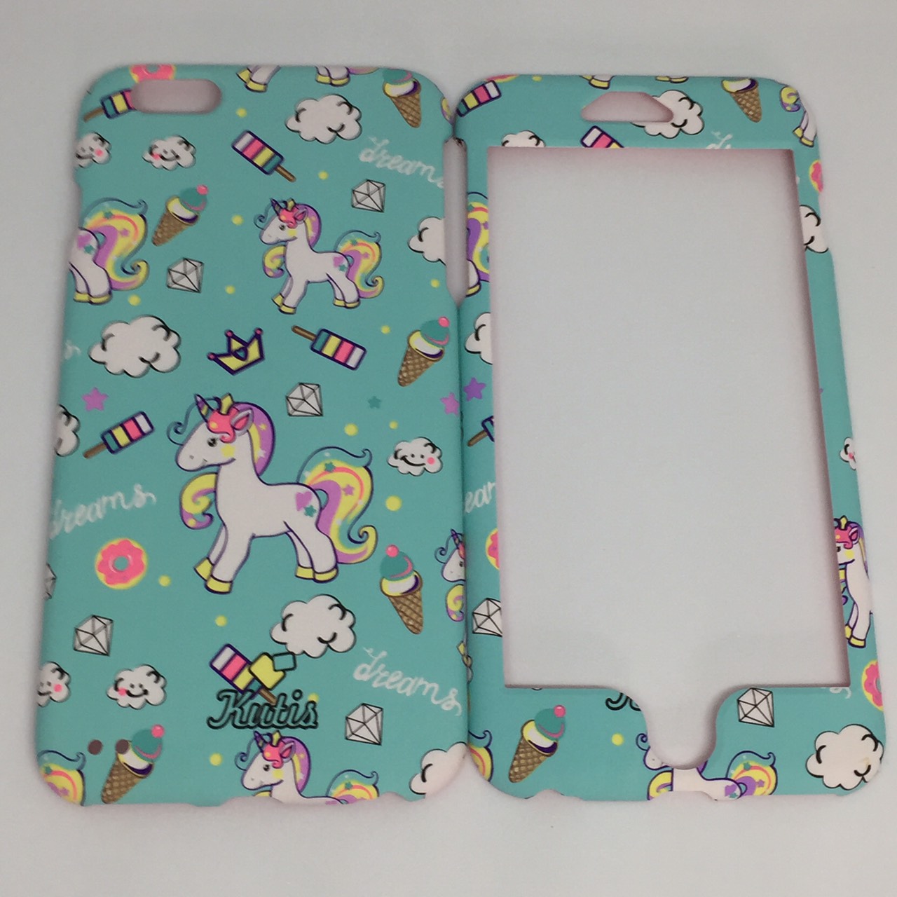 เคสคูทิส (Kutis) ไอโฟน6พลัส,6Sพลัส(ลายม้ายูนิคอร์นพื้นหลังสีเขียวอ่อน)