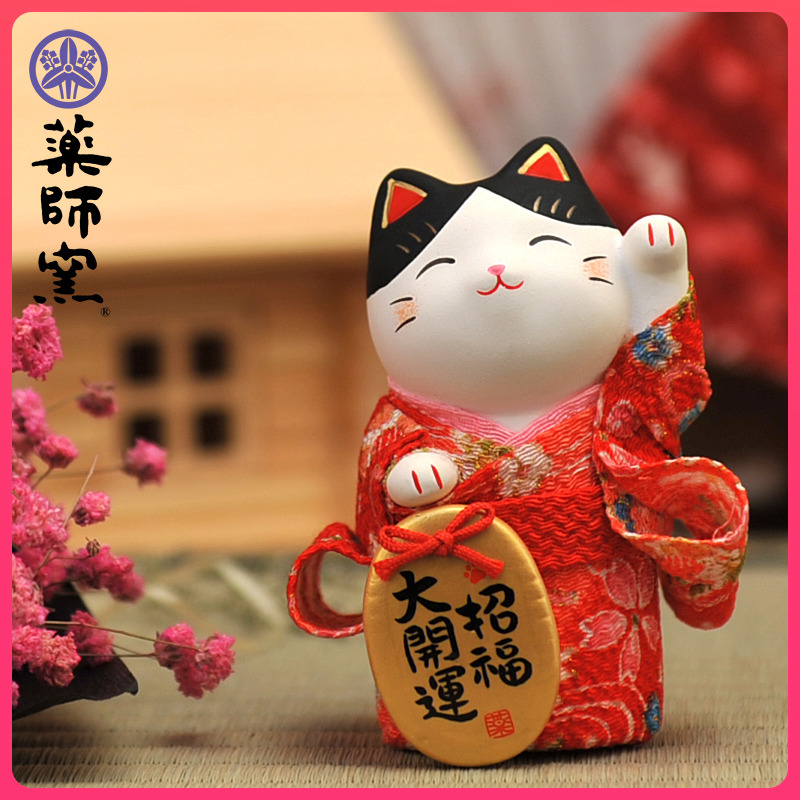 แมวคู่เรียกทรัพย์ Lucky Cat Ornament Store งานกระเบื้องญี่ปุ่น/สูง 10 cm.