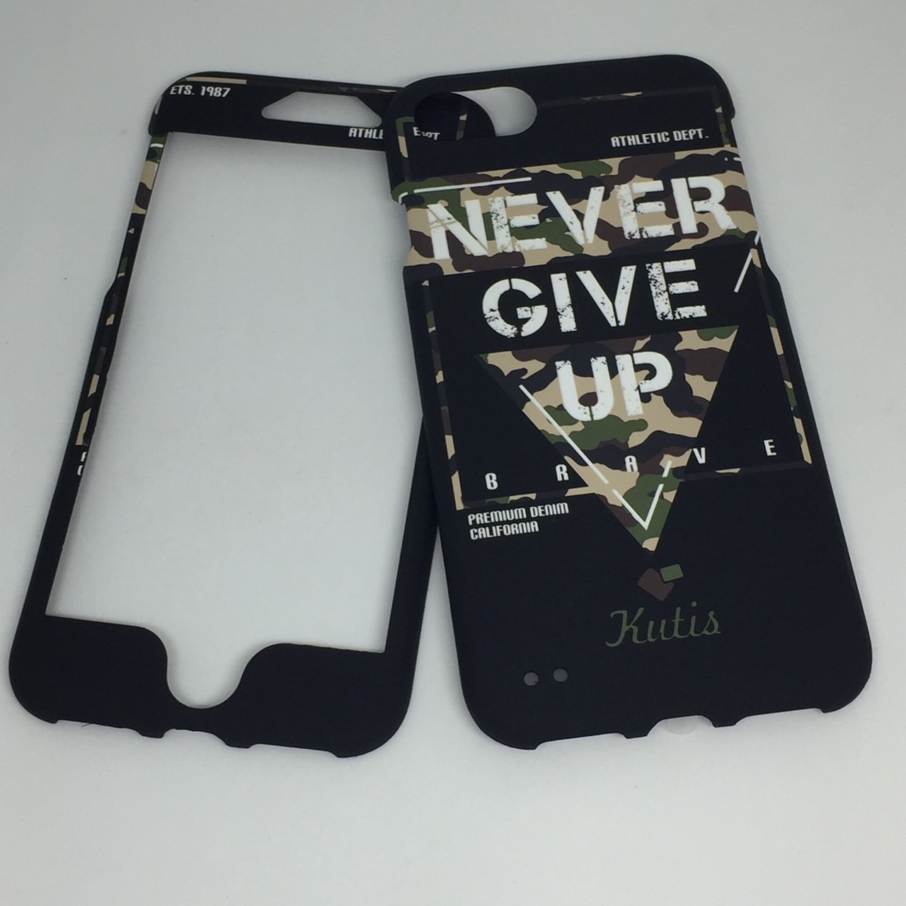 เคสคูทิส(Kutis)เคสไอโฟน7,8,SEปี2020(ลายNeverGiveUp)มาใหม่ เคสประกบหน้า-หลัง เคสเรืองแสง เคสลายวินเทจ ร้านSuperhero Klongthom