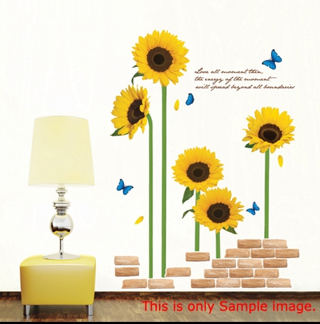 PS-60022 Wall Sticker วอลล์สติ๊กเกอร์แต่งผนัง ลาย MORNING SUNFLOWER/ ขนาดแผ่น 50x70 cm