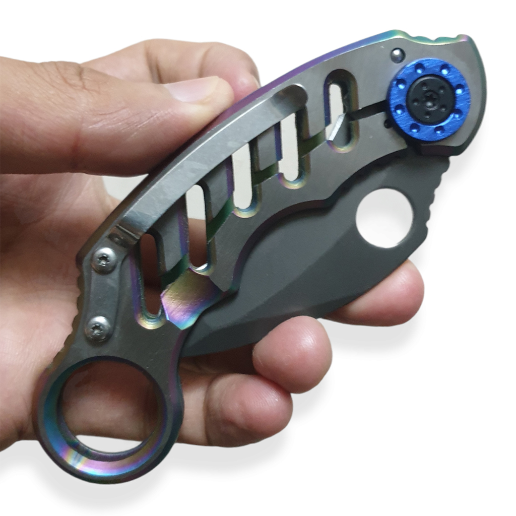 มีดพก มีดพับ มีดคารัมบิต MANTIS KNIVES MK-2 CINQ 2 (สีเทา)