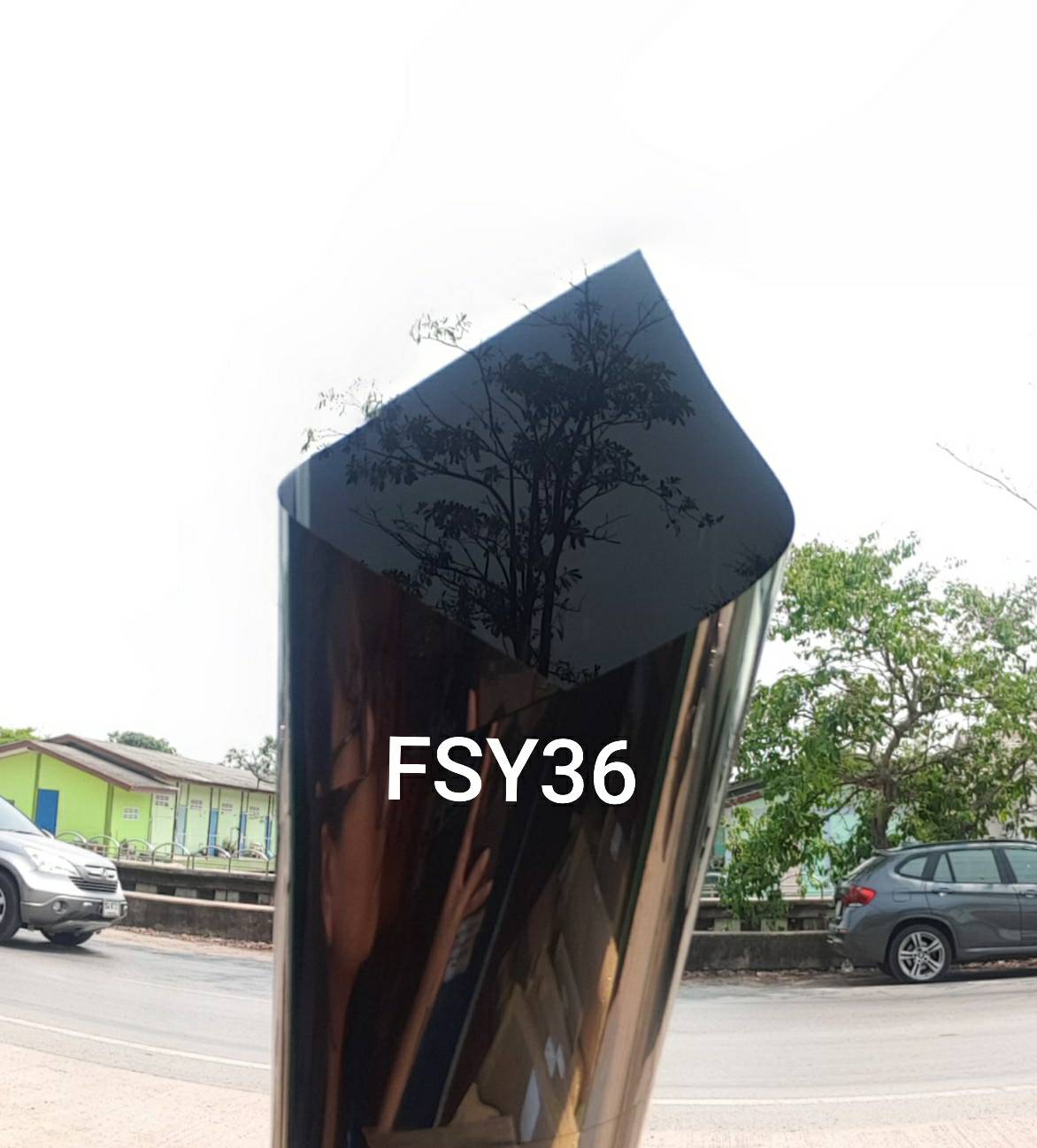 lala flim ฟิล์มติดกระจกปรอทสี FSY36-90cm. แบบกาวในตัว ดำ 90CM*1M