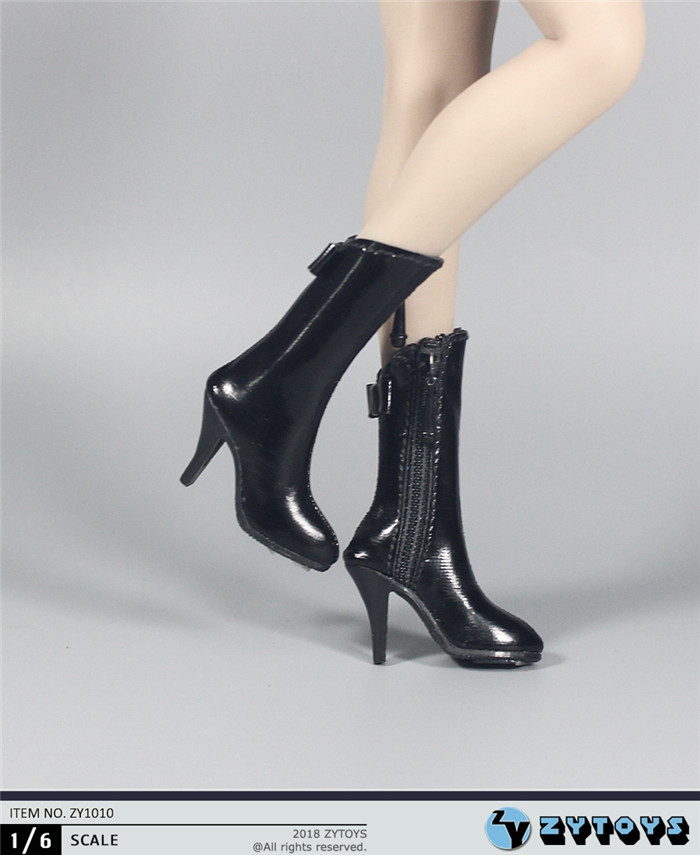 ZY Toys ZY1010A Middle Side Female Leather Boots (Black)